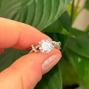 Shimmering Moissanite Engagement 925 Sterling Silver Ring
